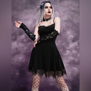 Gothic Romantic A-Line Dress (Black)